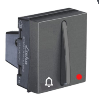 LISHA S7 10A 2M SLIMZ ICON BELL PUSH SWITCH WITH INDICATOR